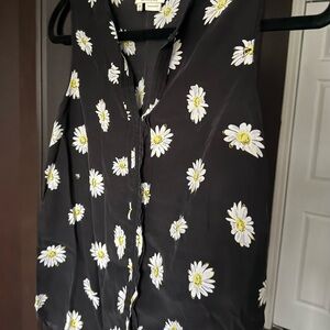 Kate Spade Sleeveless Daisy Print Silk Blouse